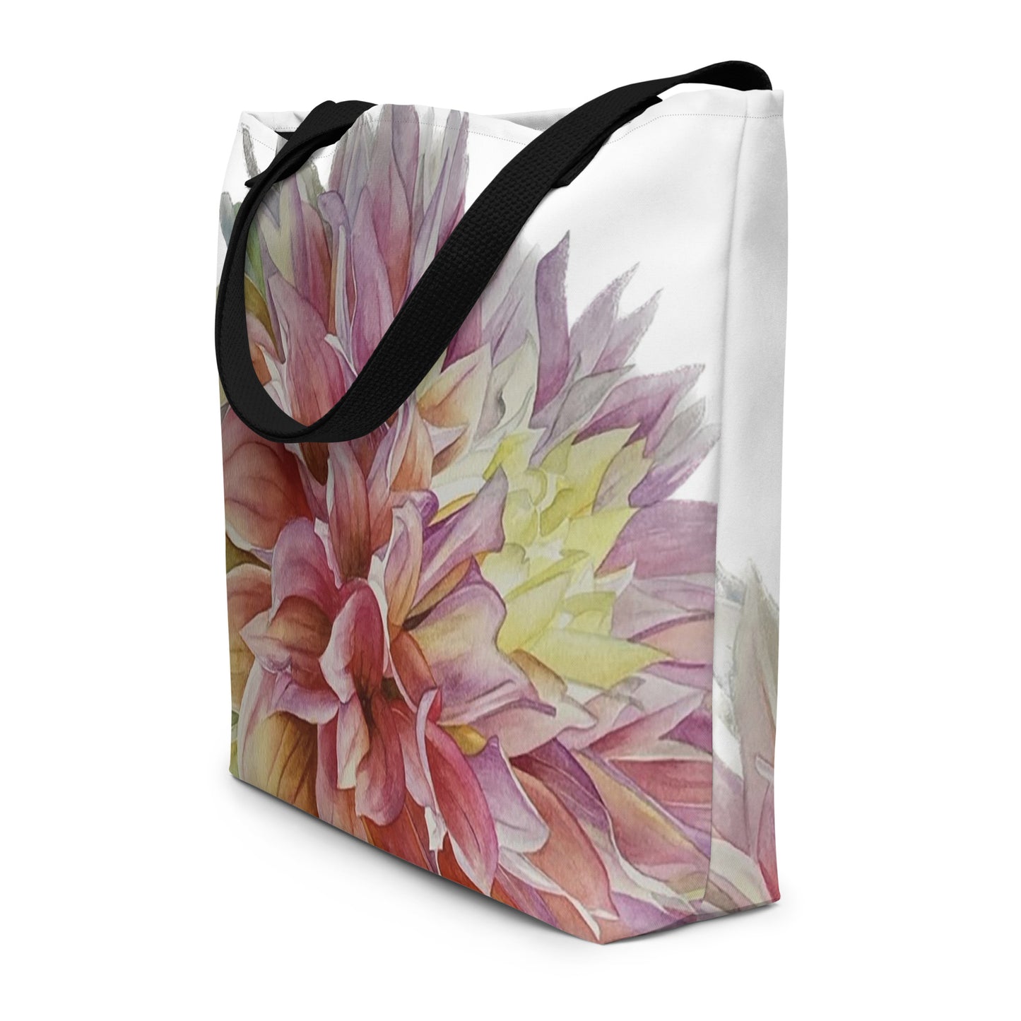 "ADVANCE" dahlia Print Large Tote Bag