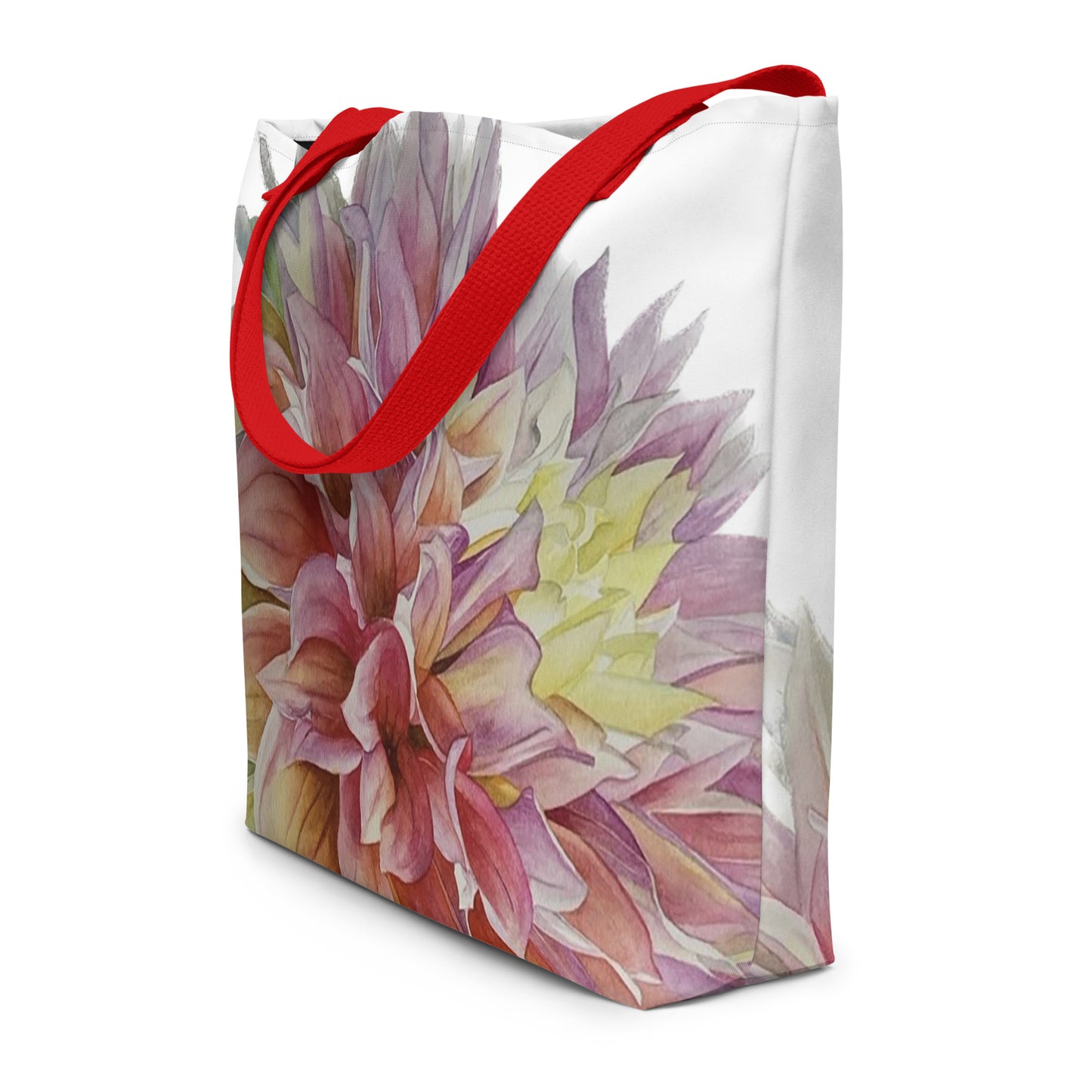 "ADVANCE" dahlia Print Large Tote Bag