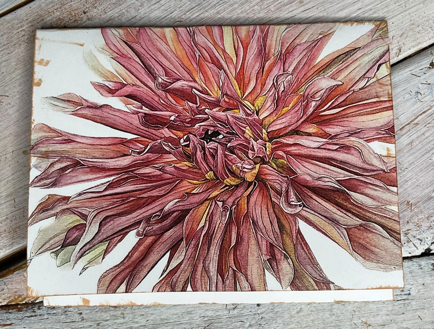 Botanical Watercolor Notecard Set #2 "CANTALOUPE" DAHLIAS