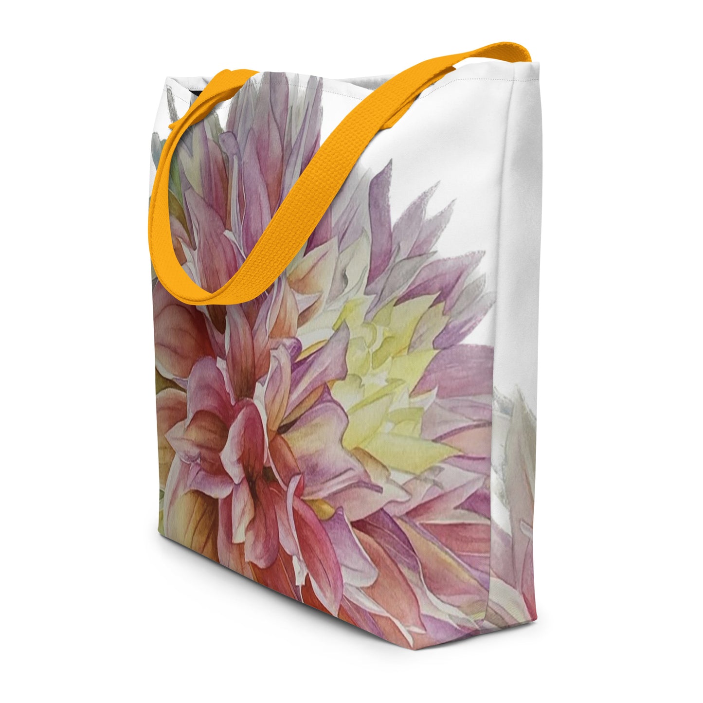 "ADVANCE" dahlia Print Large Tote Bag